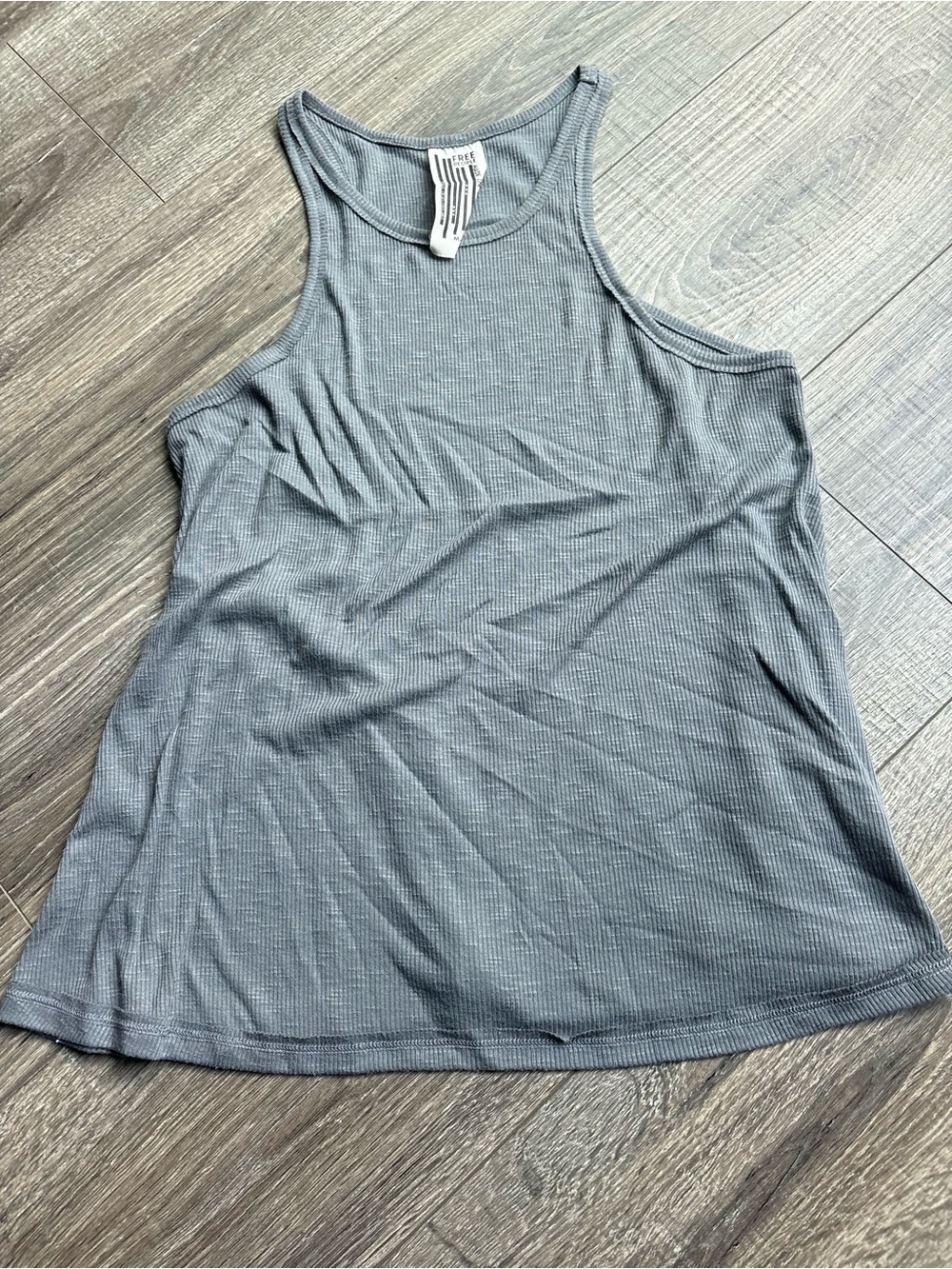 Free People Ribbed Racerback Tank Top - Steel Gray